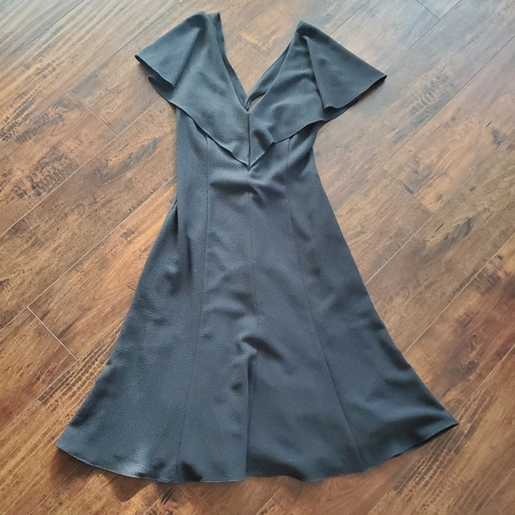 Black Halo Cisco Flutter Sleeve Dress Sz 10 - Picture 2 of 4